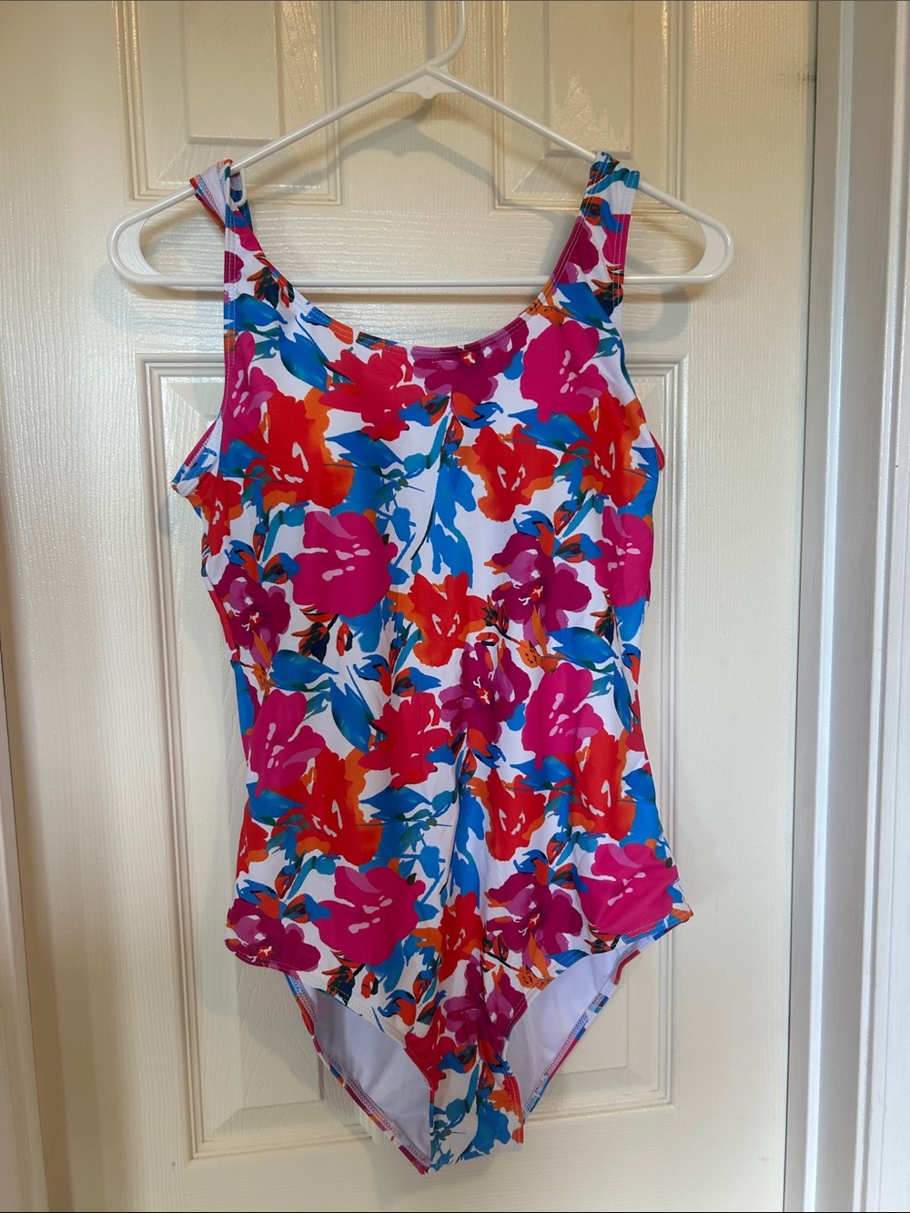 Woman’s  Floral One-Piece Swimsuit - Pink/Blue/Red